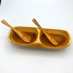 Mora wood condiment tray by artist Tikay